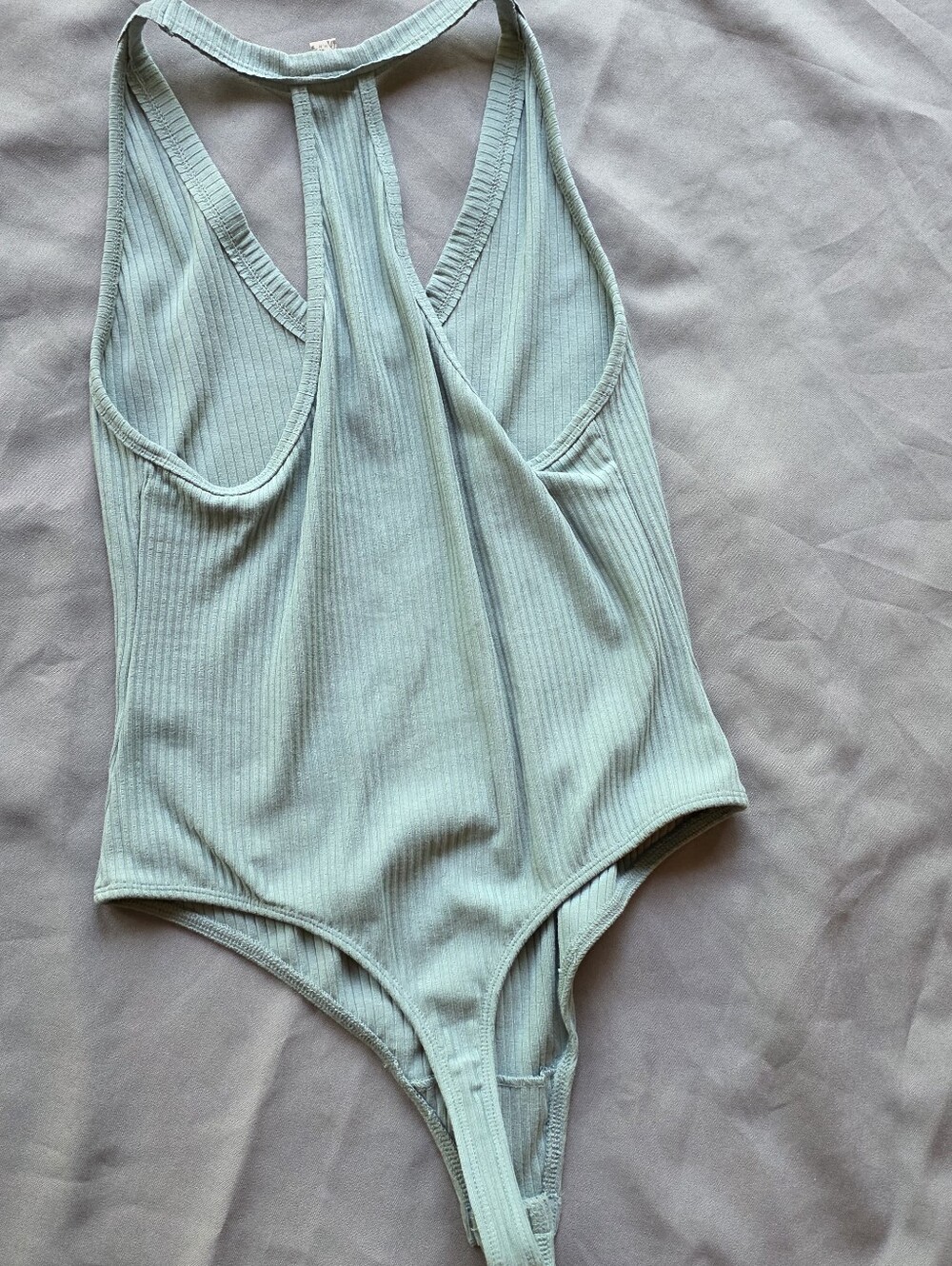 Free People Ribbed Racerback Bodysuit in Sage - Picture 4 of 6